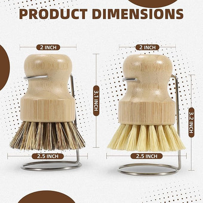 SAMEBUTECO 6-Piece Bamboo Dish Brush Set