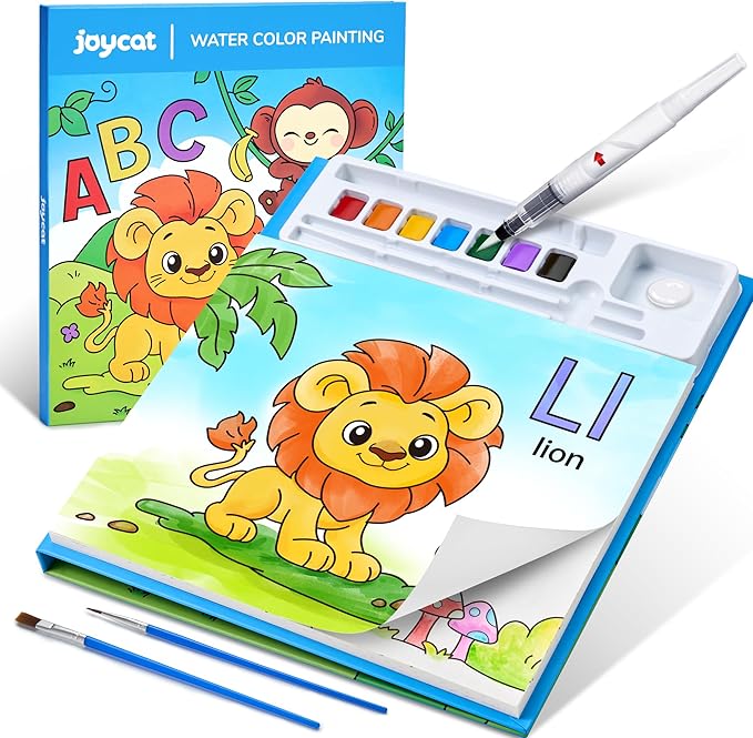 JoyCat Paint with Water Coloring Books for Toddlers, Watercolor Painting Sets for Kids Ages 3-5 4-8, Arts and Crafts Drawing Activities Toy Birthday Gift for Boys Girls (Animal & Alphabet)