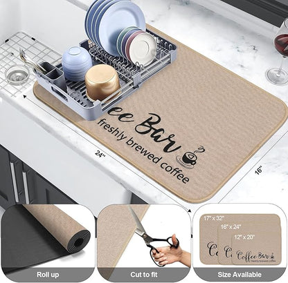 Findosom Dish Drying Mat, Cuttable Drying Mat
