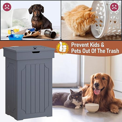 Function Home Trash Can Cabinet, 13 Gallon Kitchen Garbage Can, Wood Recycling