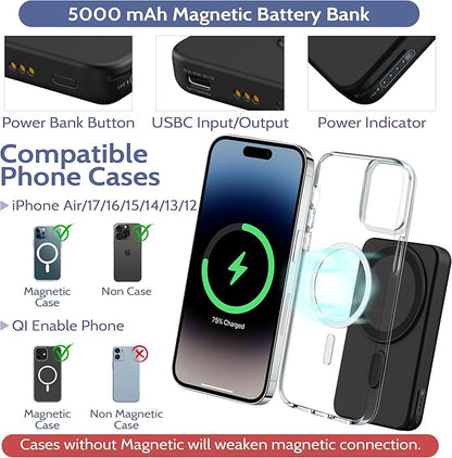 Smtcsl 3-in-1 Wireless Charging Station: Portable 5000mAh Power Bank Charger