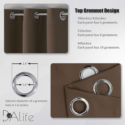 DUALIFE Brown Curtains 72 Inch Length 2 Panels Coffee Color Curtains