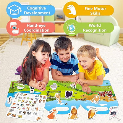 Reusable Sticker Books for Toddlers 1-3, Stickers for Toddlers 2-4 Years, Animal Stickers for Kids, Airplane Travel Essentials for Kids