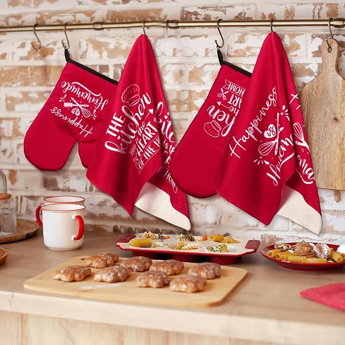 Sratte 6 Pcs Kitchen Decor Accessories Set Farmhouse Towels Pot Holders Oven