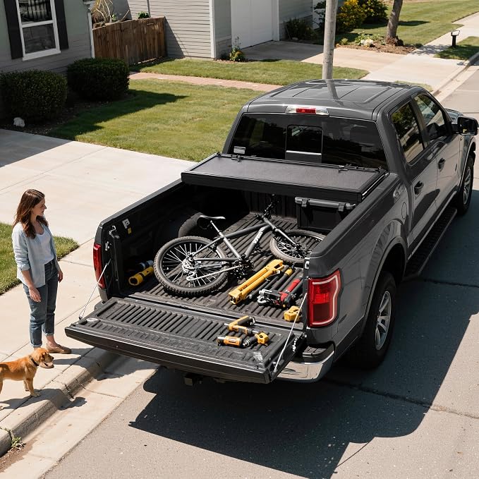 OEDRO Low-Profile Hard Tri-Fold Tonneau Cover Compatible with 2015-2026 Chevy Colorado/GMC Canyon 5.2ft Bed, One-Handed Quick Release, Drainage Design