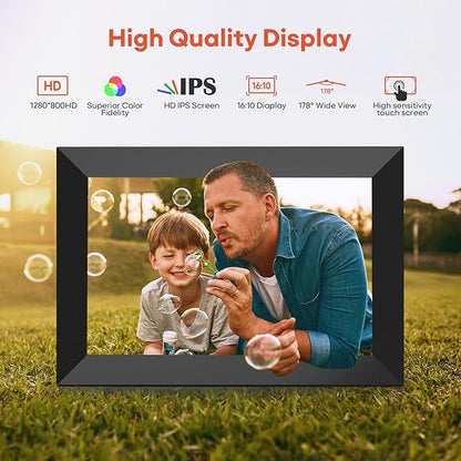 BIGASUO Digital Picture Frame, 10.1" Frameo Digital Frame WiFi