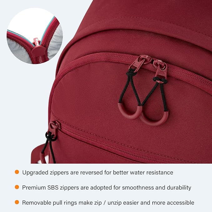 Carry On Travel Backpack For Women, 18 Inch Water Resistant Large Backpack Lightweight Bookbag For Men, 8x14x18 Personal Item Bag Casual Daypack Backpacks For Work Office Commuter (Burgundy)