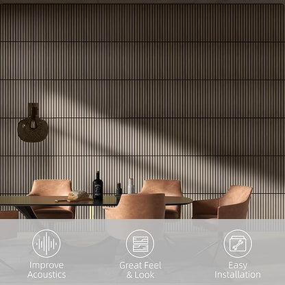 HOMCOM 4 Pack 3D Faux Wood Wall Panels, Wood Slat Wall Panels