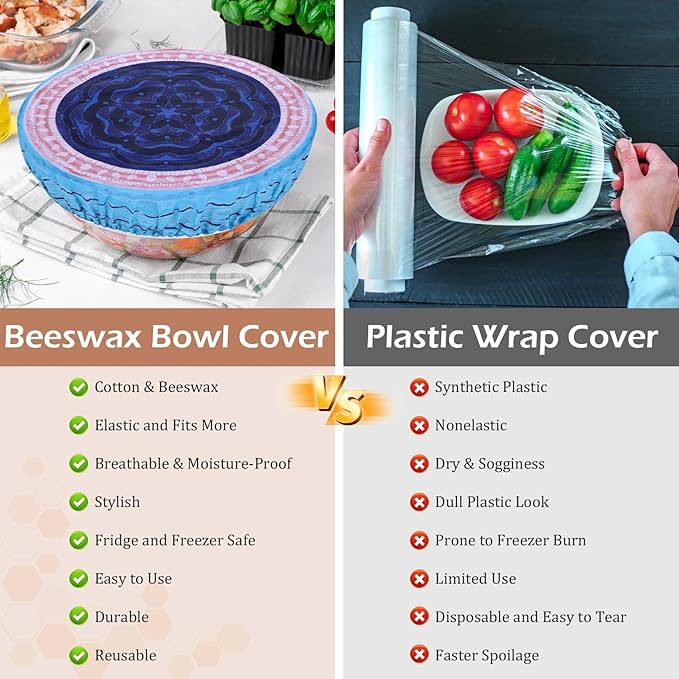5-Size Reusable Beeswax Bowl Covers
