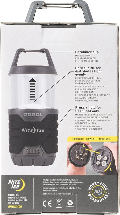 Nite Ize Radiant 200 Collapsible LED Lantern and Flashlight - 200 Lumen Convertible LED Lantern to Flashlight - Compact Essentials for Camping & Hiking Gear