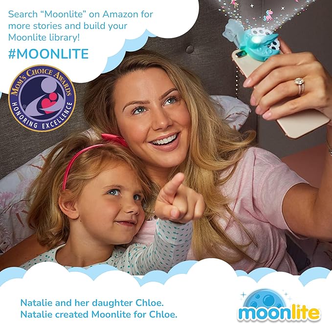 Moonlite Storytime Mini Projector with 4 Pixar Stories, A Magical Way to Read Together, Digital Storybooks, Fun Sound Effects - Toy Story, Cars, Incredibles, Monsters Inc - Gifts for Kids Age 1 and Up