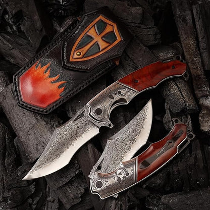 VG10 Core Damascus Steel Folding Knife Suitable for EDC, 4.13 "rosewood Handle, Lined Lock, Outdoor Survival Camping, Suitable for Men and Women