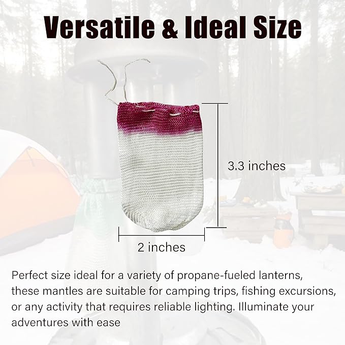20PCS Propane Lantern Mantles, 2x3.3 Inches, String Tie Style for Camping and Outdoor Gas Lamps/Lantern Accessories