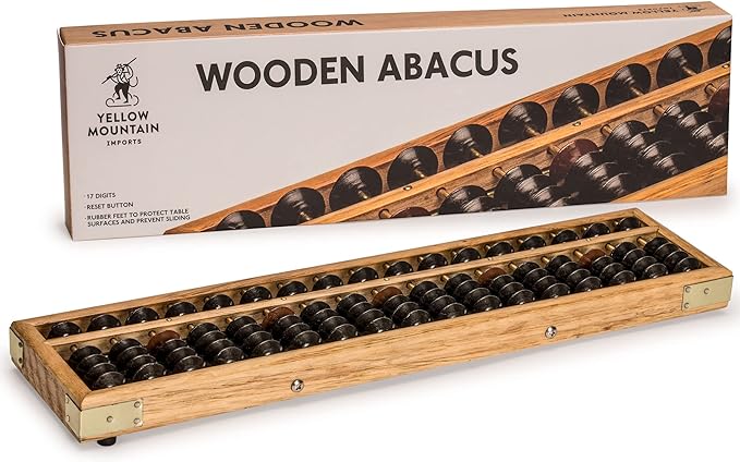 Yellow Mountain Imports Vintage Style Wooden Abacus - 13.9 Inches (35.3 Centimeters) - Professional 17 Column Soroban Calculator with Reset Button - Made