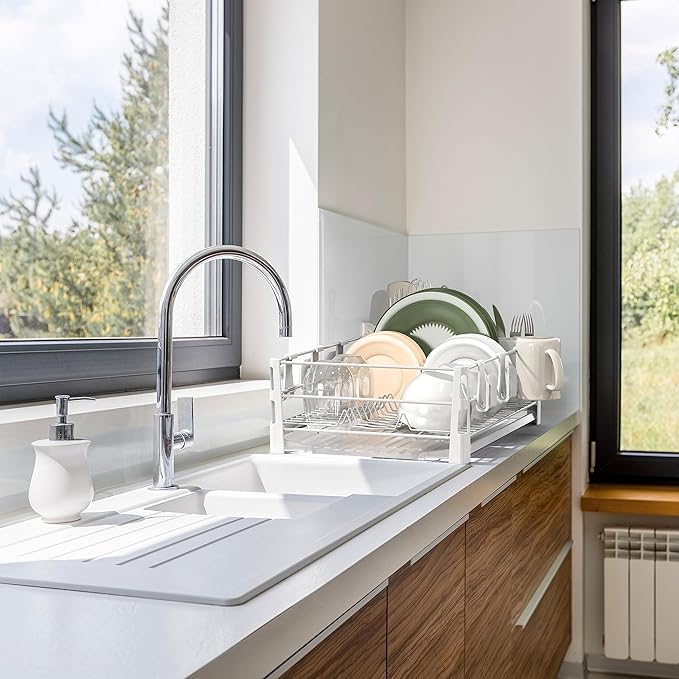 Simple Houseware White Dish Drying Rack
