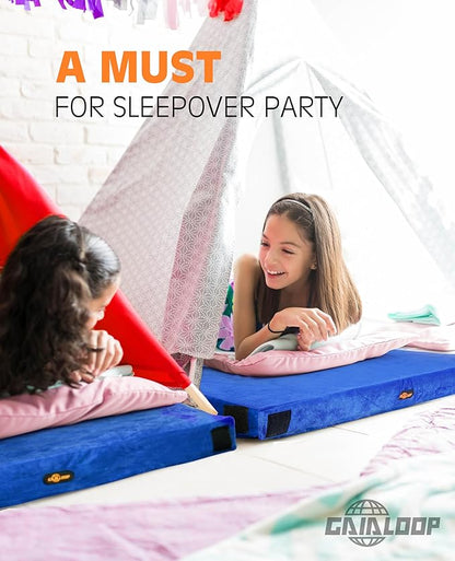 3 Inch GAIALOOP Thick Memory Foam Camping Mattress Sleeping Pad [Car/Tent/Cot] Glamping Portable Floor Mat Roll Up Futon Mattress for Guests Sleepover