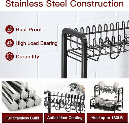 2 Tier Black Dish Drainer Drying Rack