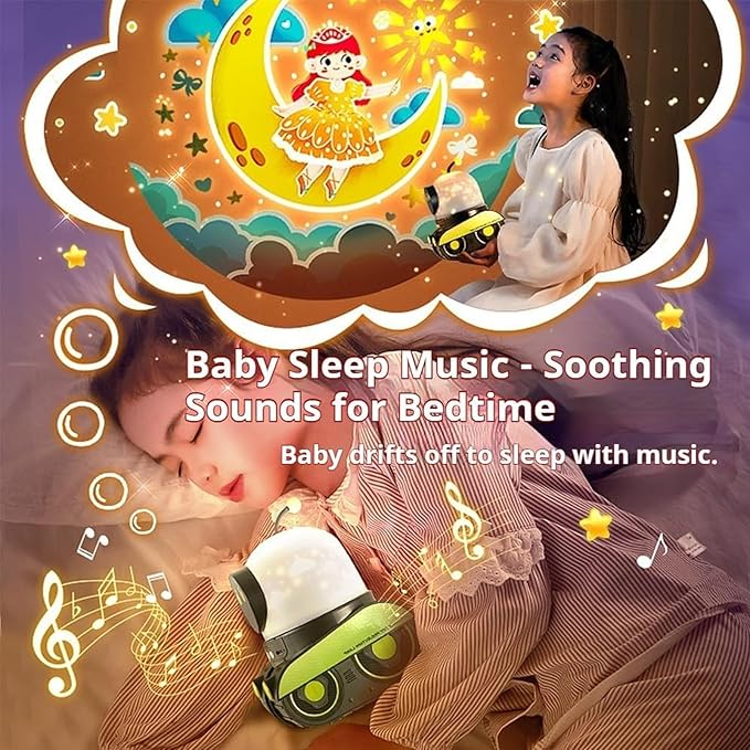 Kids Cartoon Projector Lamp, Cartoon Robot Car Projection Lamp, Rechargeable Robot Night Light with Music, Universe Starry Sky Rotate LED Animal Holiday Room Decor, 21 Discs(2pcs)