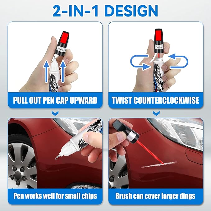 Touch Up Paint for Cars, Pure Red Car Paint Scratch Repair, Auto Paint Repair Pen, Automotive Scratch Remover, Professional Seamless Coverage, Color Accurate, Long lasting Adhension, Fast Drying