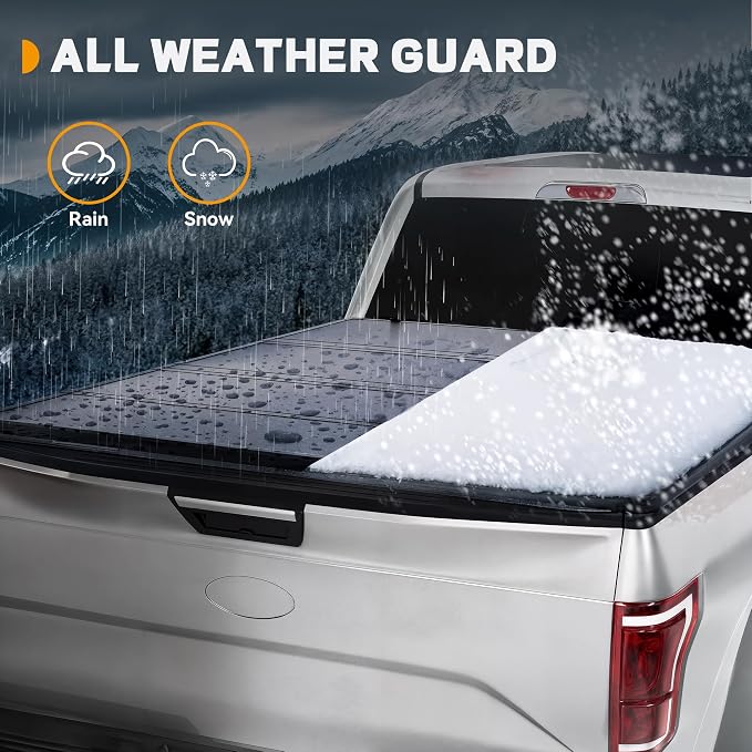 Hard Quad-Fold Truck Bed Tonneau Cover Fit for Dodge Ram 1500 2002-2023 (Classic Only), Fit for Dodge Ram 2500 3500 2003-2026, with 8 ft Bed Without Rambox