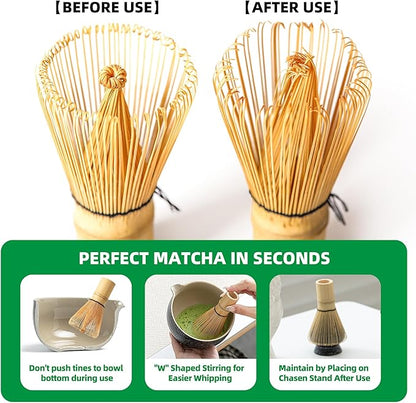 TEANAGOO Matcha Whisk Set, 6-PCS Traditional Starter Set, 100 Prongs Whisk