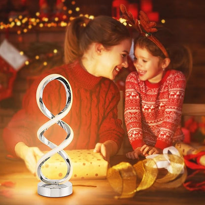 Modern Spiral RGB Table Lamp, Touch Dimmable Bedside Lamp, 7 Colors 10 Light
