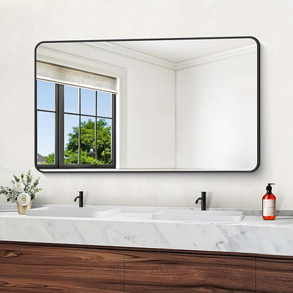 60" x 36"Bathroom Mirror, Matte Black Wall Mirror