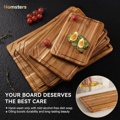 4 Pack Teak Wood Cutting Board Set