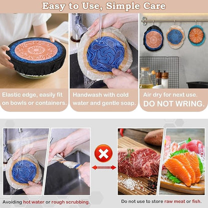 5-Size Reusable Beeswax Bowl Covers