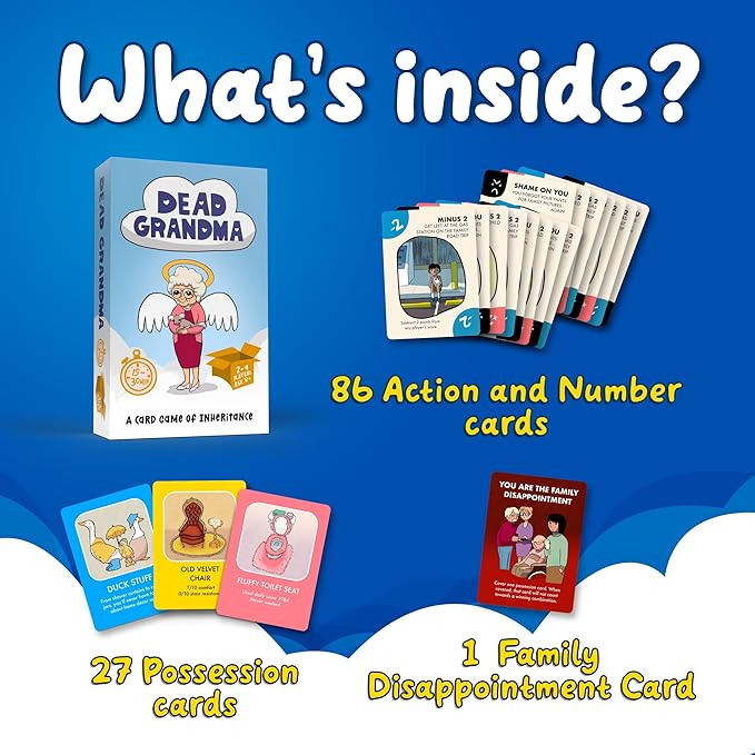 Dead Grandma: A Card Game of Inheritance - Fun and Clever Family Game for Adults, Teens, and Kids - Strategic Party Play for 2-4 Players