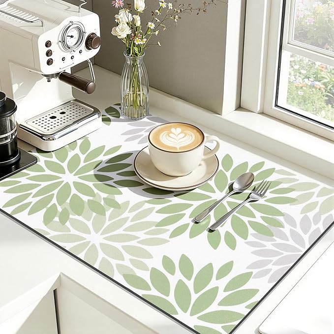 Findosom Floral Dish Drying Mat, Cuttable Drying Mat