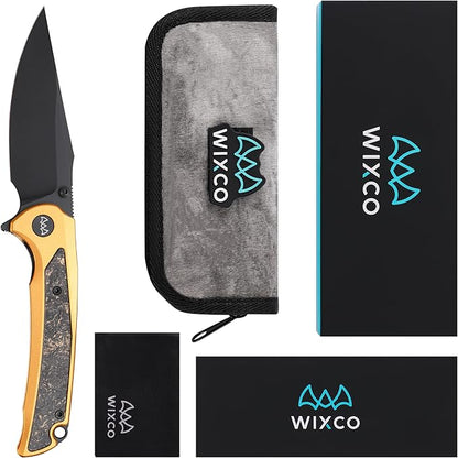 EDC Pocket Knife, 3.6" 14C28N Clip Point Folding Knife, Aluminium With Steel Inlay Handle and Liner Lock, Camping Hiking Hunting Outdoor Knives