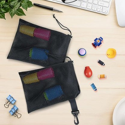 20 PCS With Clips Mesh Drawstring Bags, Portable Nylon Storage Bags for toy,Sports Storage,Outdoor activities etc. (5.9x7.9in)