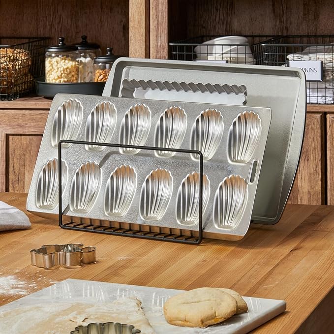 mDesign Metal Pan Organizer for Kitchen Cabinet, Pantry Shelf