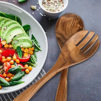 MYRAINBOW Salad Tongs, Wooden Spoons, Salad Tongs