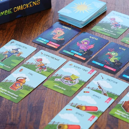 Zombie Chickens - Fun Family Card Games for Adults, Teens & Kids - Survival Zombie Game, 3 Ways to Play: Competitive, Cooperative & Solo (1-4 Players)