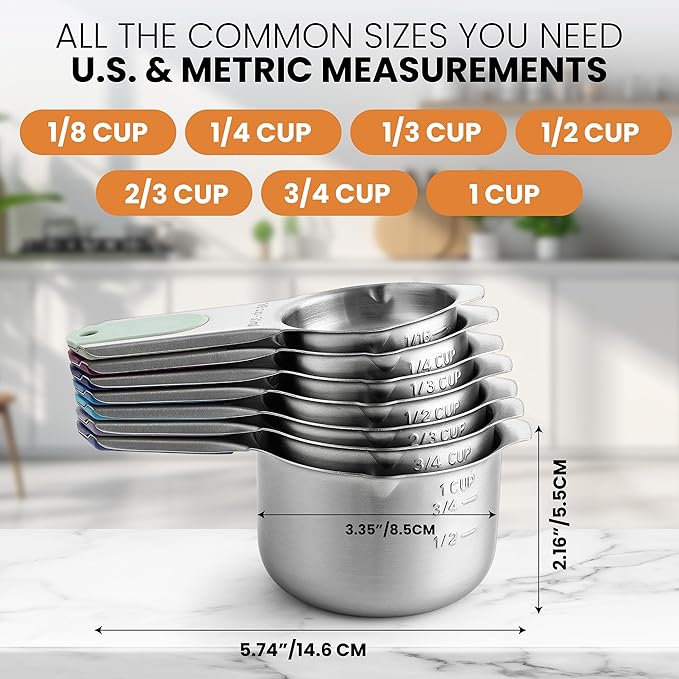 Spring Chef Magnetic Stainless Steel Measuring Cups, Kitchen Tools