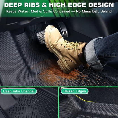 Floor Mats for Chevy Traverse 2009-2017 | Buick Enclave 2008-2017 | GMC Acadia 2007-2017 | Saturn Outlook 2007-2010, All Weather Custom Fit for Chevrolet Traverse Front & 2nd 3rd Row & Trunk Mat