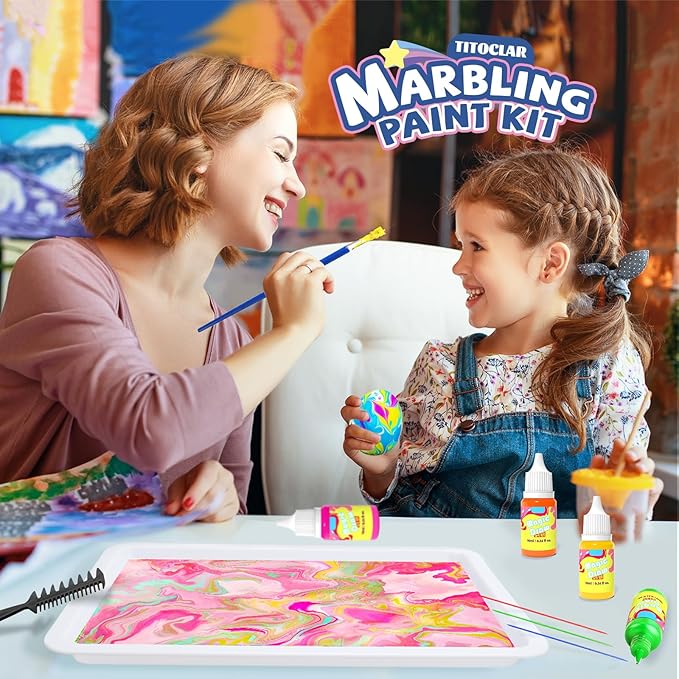 Water Marbling Paint for Kids, Art Supplies for Kids,Arts and Crafts for Girls Boys Ages 8-12 6-8 3-5, Birthday Gifts Toys for Girls 3+ Years Old
