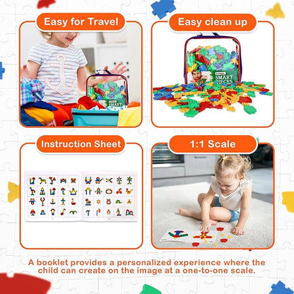 Interlocking Puzzle Toy | Big Pieces |Great for Occupational Therapy and Fine Motor Skill Development | Build STEM Skills at Home |Car Road Trip Pocket Game | Ages 3 and up |Toddler Fun