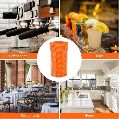 500 Pcs Neon Orange Coffee Stir Sticks Set Acrylic Stir Stick Holder Heather