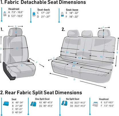 FH Group Car Back Seat Cover, Gray Cloth - Universal Fit Rear Seat with Rear Split Bench, Seat Protector for Dogs and Kids, Interior Accessories for SUV, Sedan and Van
