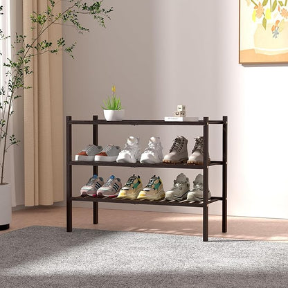 ROMGUAR CRAFT 3 Tier Bamboo Shoe Rack