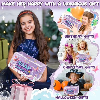 Jcoos Soap Making Kit for Kids, Make Your Own Soap Kit Soap Making Kit Science Kits for Kids, 9 Soap Mold, Soap Base, Scents, Activities Girls Crafts Christmas Gifts