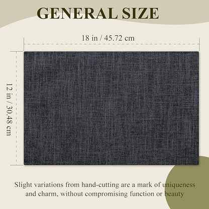 KXN Placemats Set of 6, Dual-Layer Thickened Faux Linen Table Mats, Heat Resistant & Wrinkle-Free, Machine Washable Cloth Place Mats for Kitchen Dining Indoor Outdoor (Dark Grey)