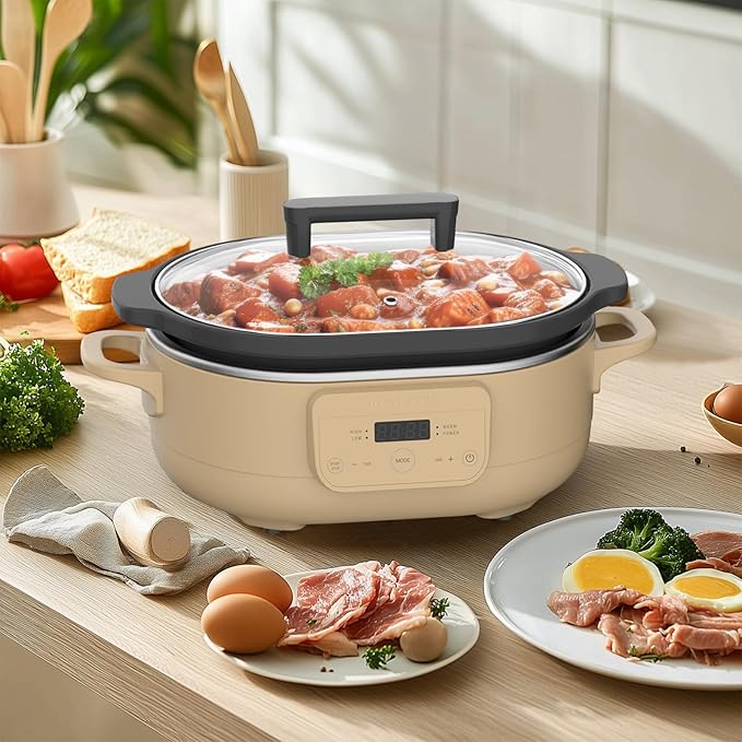 6 Quart Programmable Slow Cooker Removable Healthy Nonstick Pot
