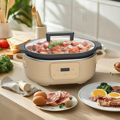 6 Quart Programmable Slow Cooker Removable Healthy Nonstick Pot