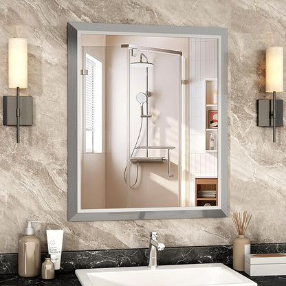 SMIROR Brushed Silver Bathroom Mirror
