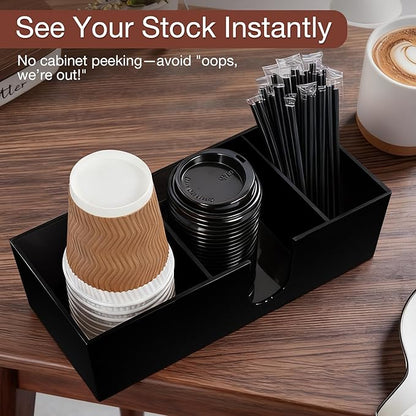 Acrylic Coffee Cup Holder for Countertop, 3 Slots Acrylic Coffee Bar