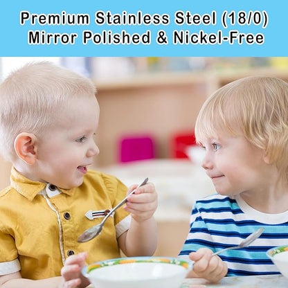 CHILLOUT LIFE Stainless Steel Kids Silverware Set 15 Pieces - Child and Toddler Safe Flatware - Kids Utensil Set - Metal Kids Cutlery Set Includes 5 Small Kids Spoons, 5 Forks & 5 Knives